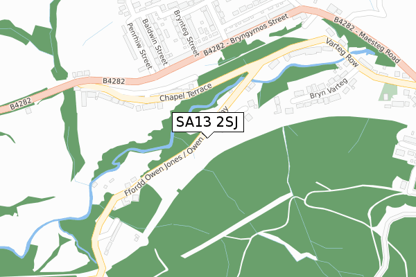 SA13 2SJ map - large scale - OS Open Zoomstack (Ordnance Survey)