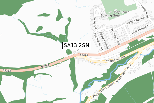 SA13 2SN map - large scale - OS Open Zoomstack (Ordnance Survey)