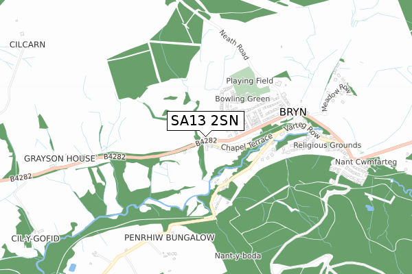 SA13 2SN map - small scale - OS Open Zoomstack (Ordnance Survey)