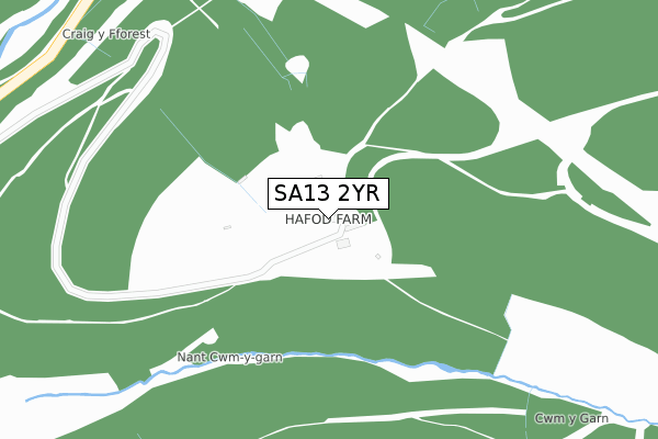 SA13 2YR map - large scale - OS Open Zoomstack (Ordnance Survey)