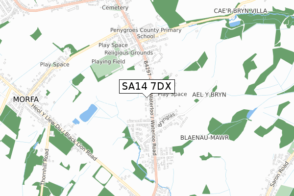 SA14 7DX map - small scale - OS Open Zoomstack (Ordnance Survey)