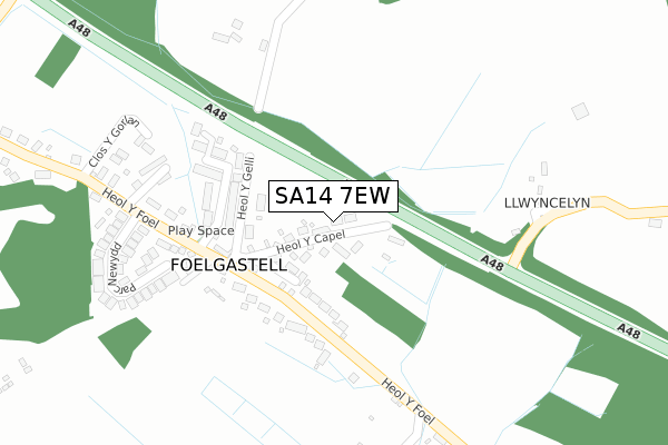 SA14 7EW map - large scale - OS Open Zoomstack (Ordnance Survey)