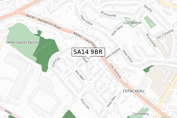 SA14 9BR map - large scale - OS Open Zoomstack (Ordnance Survey)