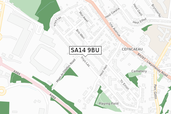 SA14 9BU map - large scale - OS Open Zoomstack (Ordnance Survey)