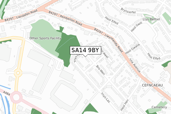 SA14 9BY map - large scale - OS Open Zoomstack (Ordnance Survey)