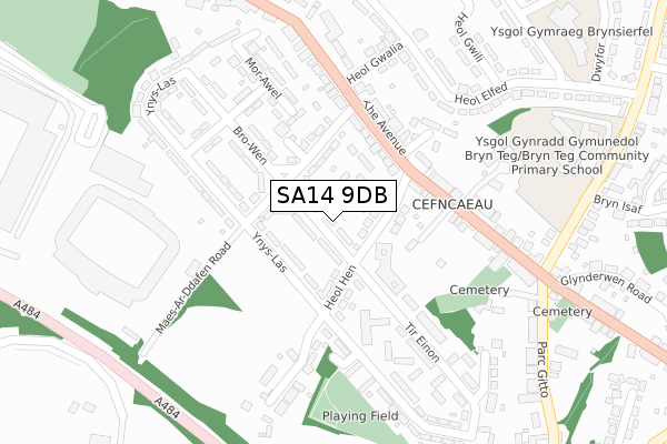 SA14 9DB map - large scale - OS Open Zoomstack (Ordnance Survey)