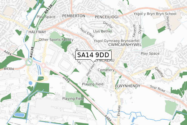 SA14 9DD map - small scale - OS Open Zoomstack (Ordnance Survey)