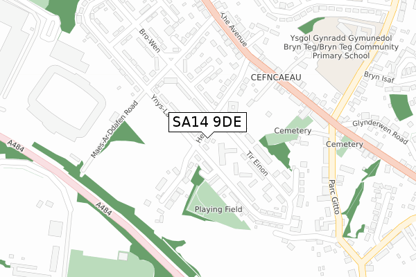 SA14 9DE map - large scale - OS Open Zoomstack (Ordnance Survey)