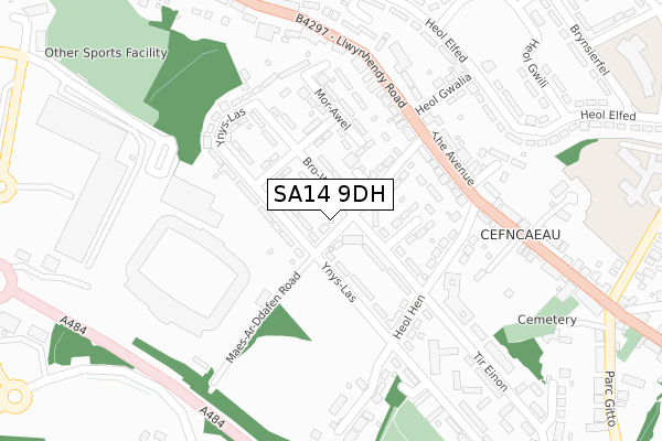 SA14 9DH map - large scale - OS Open Zoomstack (Ordnance Survey)