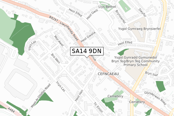 SA14 9DN map - large scale - OS Open Zoomstack (Ordnance Survey)