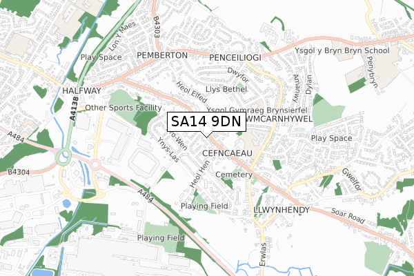 SA14 9DN map - small scale - OS Open Zoomstack (Ordnance Survey)