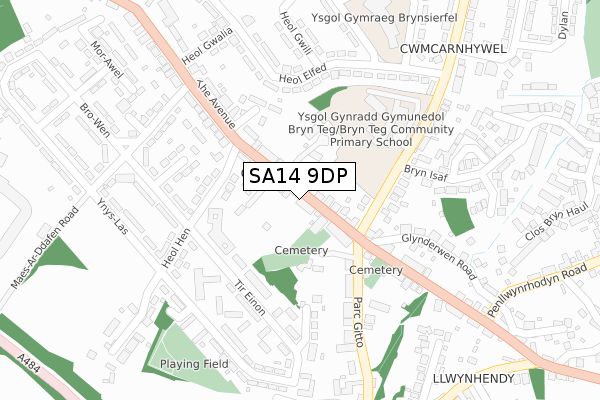 SA14 9DP map - large scale - OS Open Zoomstack (Ordnance Survey)