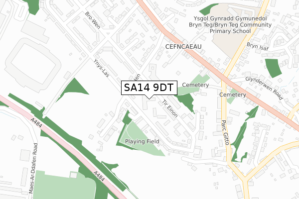 SA14 9DT map - large scale - OS Open Zoomstack (Ordnance Survey)