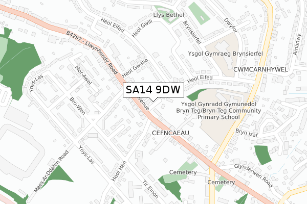 SA14 9DW map - large scale - OS Open Zoomstack (Ordnance Survey)