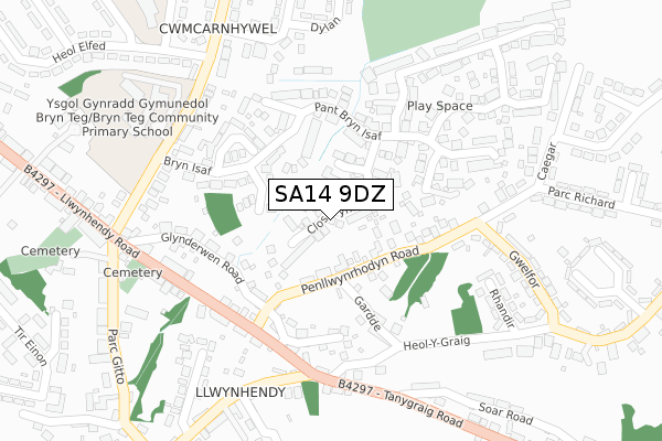 SA14 9DZ map - large scale - OS Open Zoomstack (Ordnance Survey)