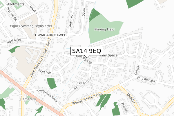 SA14 9EQ map - large scale - OS Open Zoomstack (Ordnance Survey)