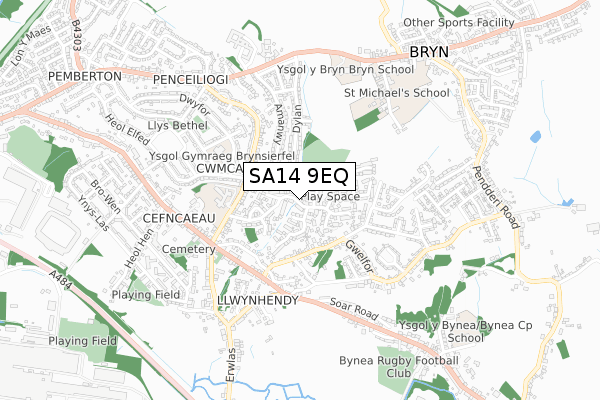 SA14 9EQ map - small scale - OS Open Zoomstack (Ordnance Survey)