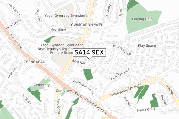 SA14 9EX map - large scale - OS Open Zoomstack (Ordnance Survey)