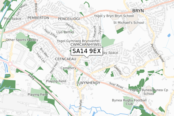 SA14 9EX map - small scale - OS Open Zoomstack (Ordnance Survey)