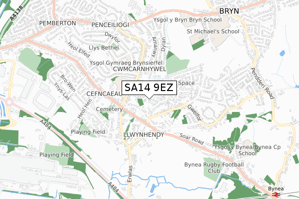 SA14 9EZ map - small scale - OS Open Zoomstack (Ordnance Survey)