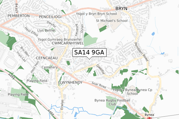 SA14 9GA map - small scale - OS Open Zoomstack (Ordnance Survey)