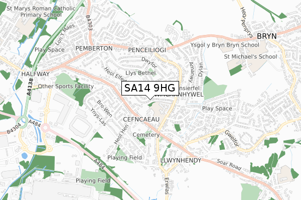 SA14 9HG map - small scale - OS Open Zoomstack (Ordnance Survey)