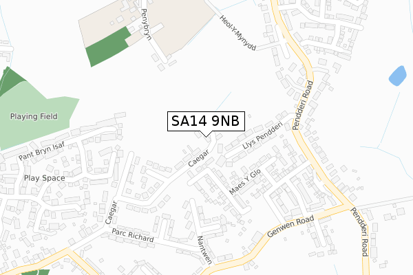 SA14 9NB map - large scale - OS Open Zoomstack (Ordnance Survey)