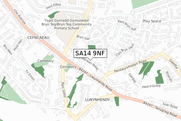 SA14 9NF map - large scale - OS Open Zoomstack (Ordnance Survey)