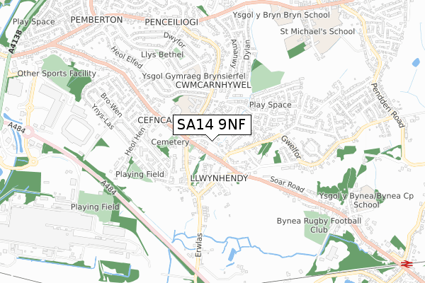 SA14 9NF map - small scale - OS Open Zoomstack (Ordnance Survey)