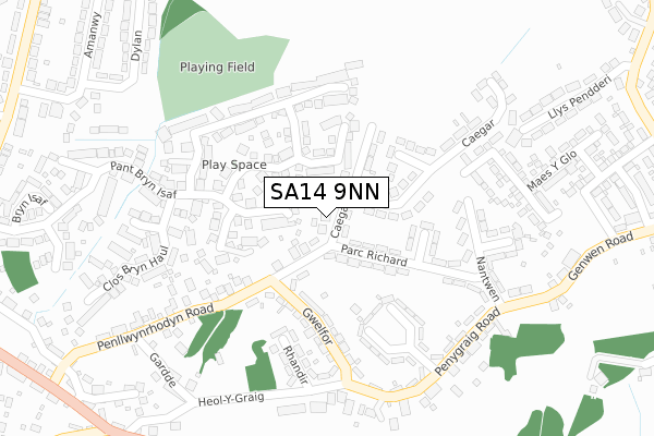 SA14 9NN map - large scale - OS Open Zoomstack (Ordnance Survey)