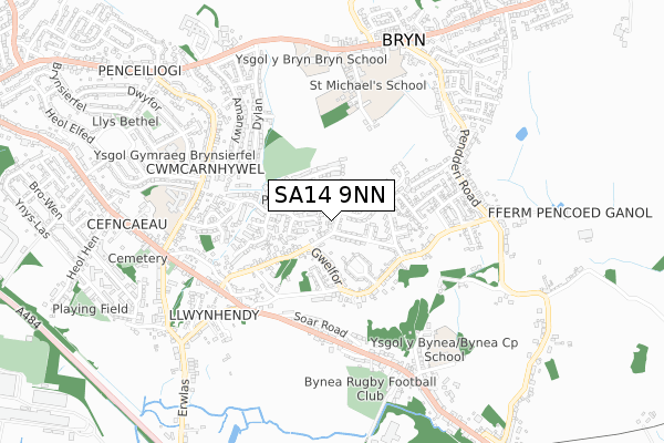 SA14 9NN map - small scale - OS Open Zoomstack (Ordnance Survey)