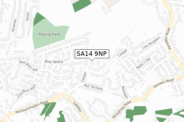 SA14 9NP map - large scale - OS Open Zoomstack (Ordnance Survey)