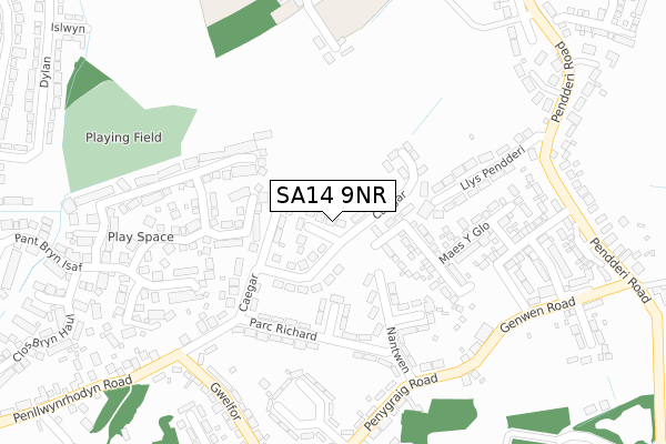 SA14 9NR map - large scale - OS Open Zoomstack (Ordnance Survey)