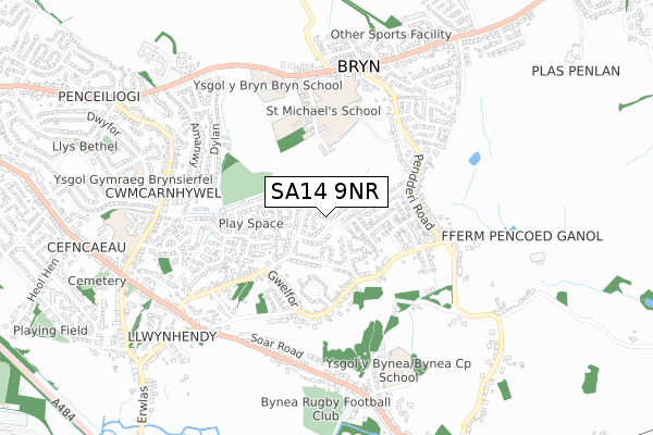 SA14 9NR map - small scale - OS Open Zoomstack (Ordnance Survey)