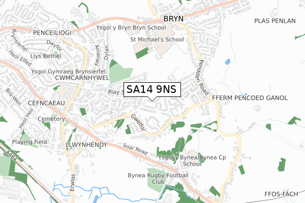 SA14 9NS map - small scale - OS Open Zoomstack (Ordnance Survey)