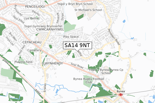 SA14 9NT map - small scale - OS Open Zoomstack (Ordnance Survey)