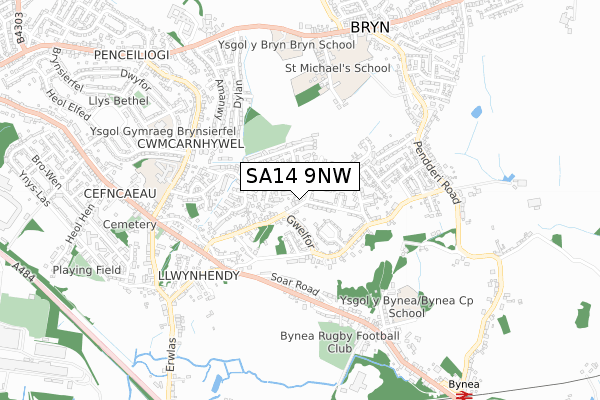 SA14 9NW map - small scale - OS Open Zoomstack (Ordnance Survey)