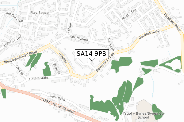 SA14 9PB map - large scale - OS Open Zoomstack (Ordnance Survey)