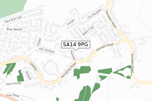 SA14 9PG map - large scale - OS Open Zoomstack (Ordnance Survey)