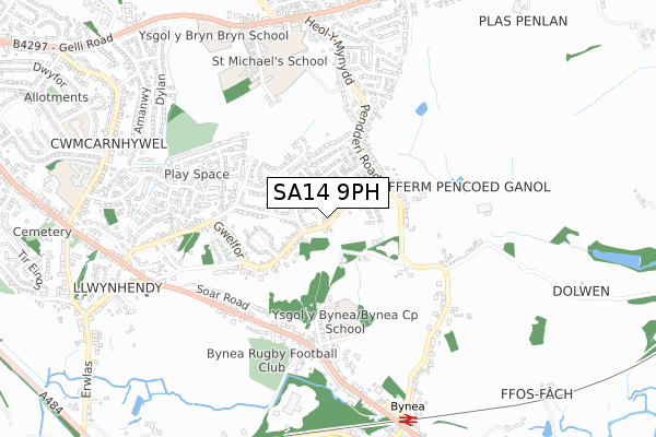 SA14 9PH map - small scale - OS Open Zoomstack (Ordnance Survey)