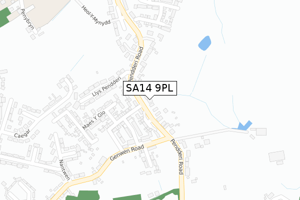 SA14 9PL map - large scale - OS Open Zoomstack (Ordnance Survey)