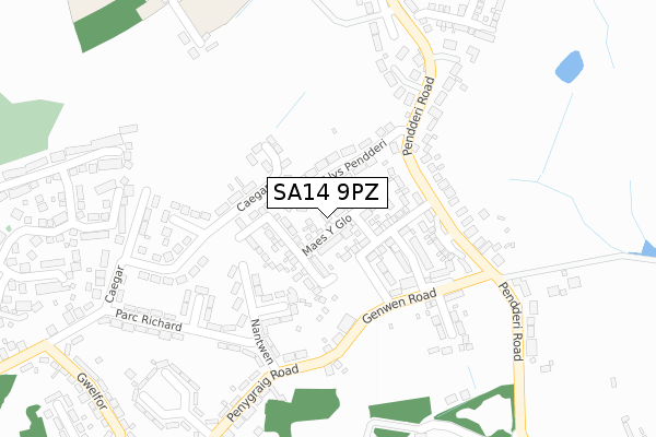 SA14 9PZ map - large scale - OS Open Zoomstack (Ordnance Survey)