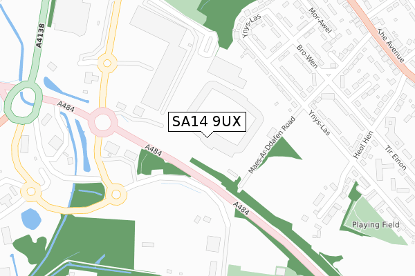 SA14 9UX map - large scale - OS Open Zoomstack (Ordnance Survey)