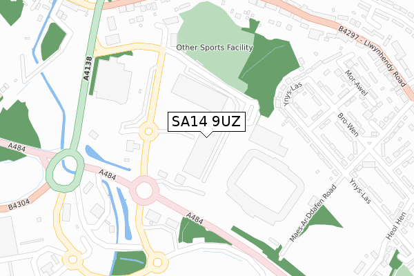 SA14 9UZ map - large scale - OS Open Zoomstack (Ordnance Survey)