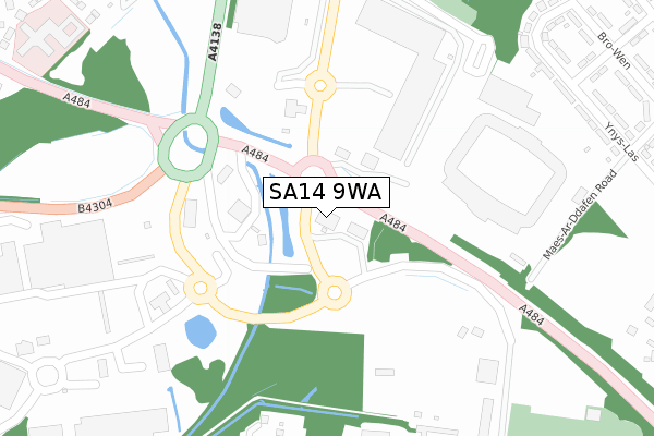 SA14 9WA map - large scale - OS Open Zoomstack (Ordnance Survey)