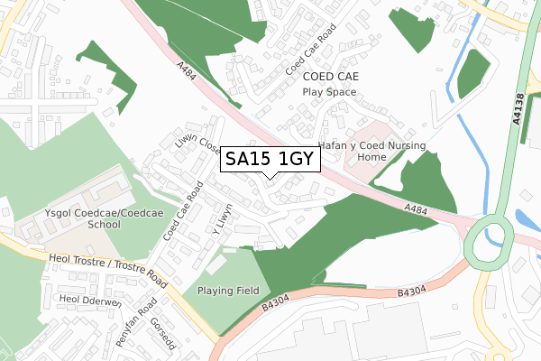 SA15 1GY map - large scale - OS Open Zoomstack (Ordnance Survey)