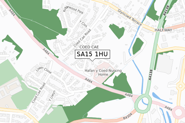 SA15 1HU map - large scale - OS Open Zoomstack (Ordnance Survey)