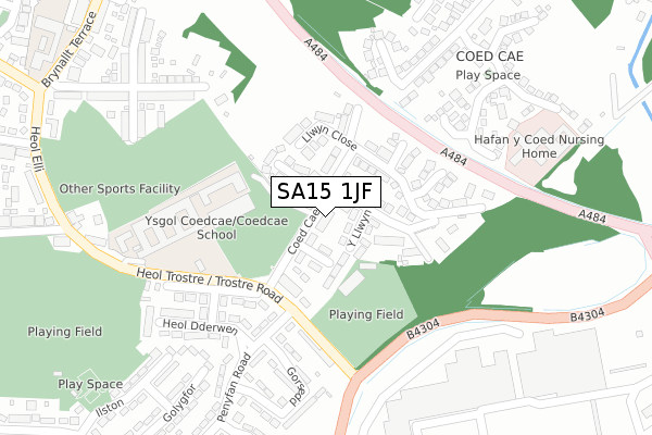 SA15 1JF map - large scale - OS Open Zoomstack (Ordnance Survey)