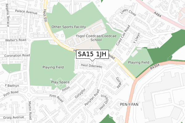 SA15 1JH map - large scale - OS Open Zoomstack (Ordnance Survey)