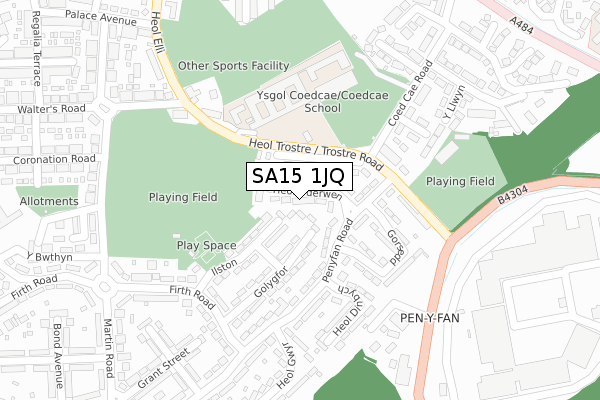 SA15 1JQ map - large scale - OS Open Zoomstack (Ordnance Survey)